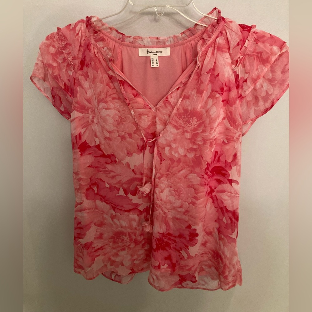 Floral short sleeve blouse by Haven & Blair